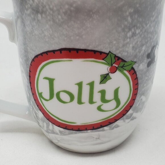 Disney, Jolly, Mickey's Vintage Holiday Ice Skating In Santa Hat Coffee Cup Mug - Picture 2 of 10